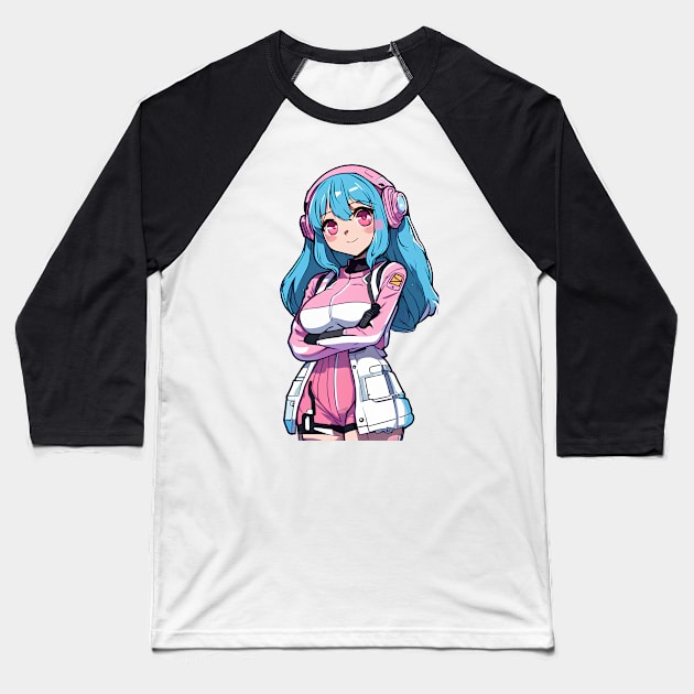 Cute bubblegum robot girl Baseball T-Shirt by InkPulse